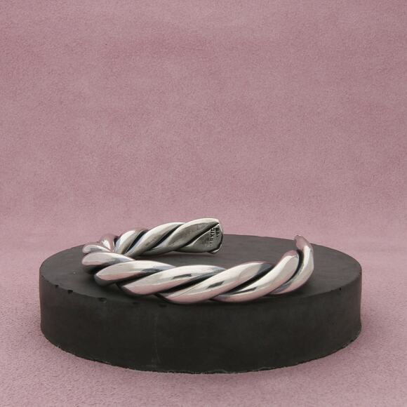 mexico sterling silver vintage chunky twisted cuff bracelet size 6in - Picture 3 of 3